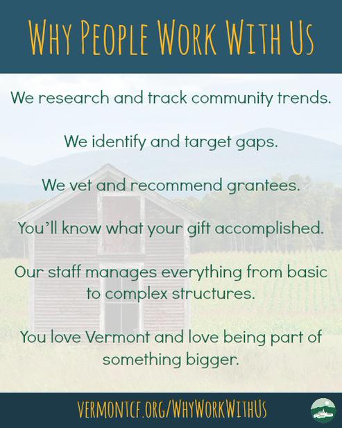 Why Work With Us - The Vermont Community Foundation